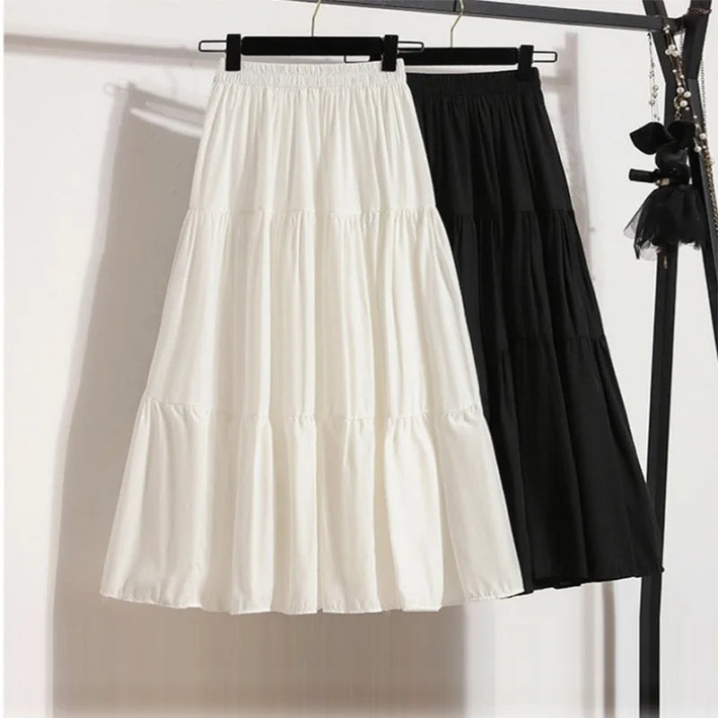 White/Black Long  High Waist  A-line